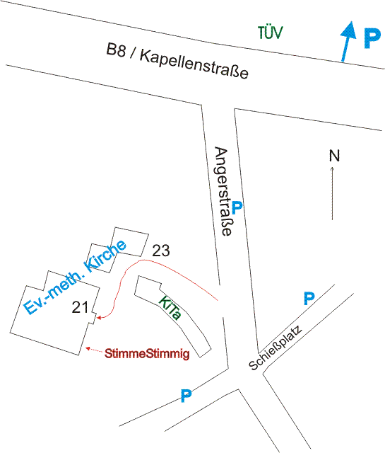 Lageplan: F�rth, nahe methud. Kirche